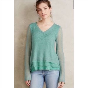 Anthro Knitted and Knotted Seafoam Green Sweater